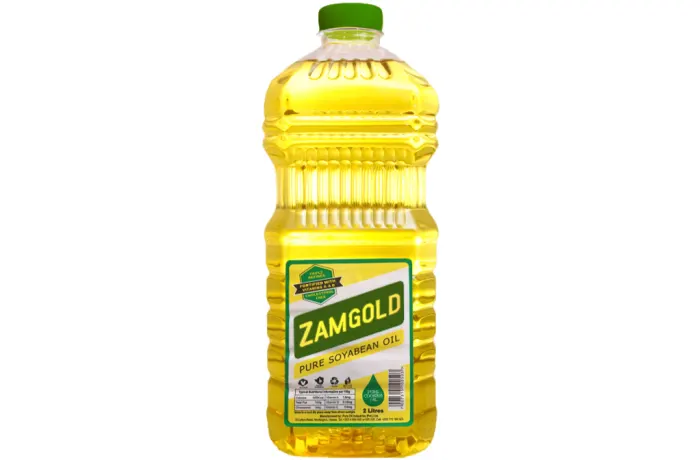 Bottle of Zamgold pure soybean oil with a green cap and a prominent label.